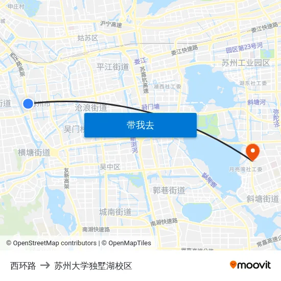 西环路 to 苏州大学独墅湖校区 map