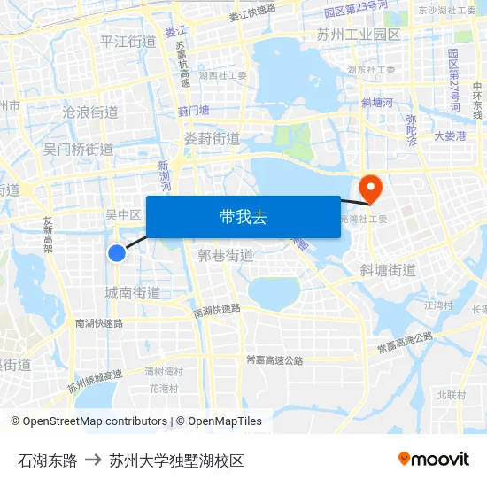 石湖东路 to 苏州大学独墅湖校区 map