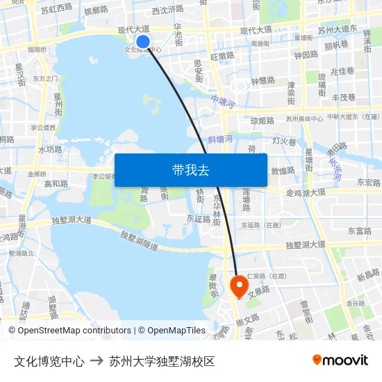 文化博览中心 to 苏州大学独墅湖校区 map