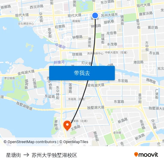 星塘街 to 苏州大学独墅湖校区 map