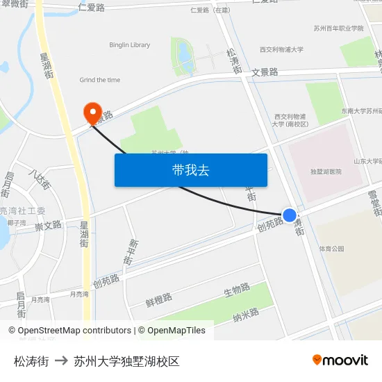 松涛街 to 苏州大学独墅湖校区 map