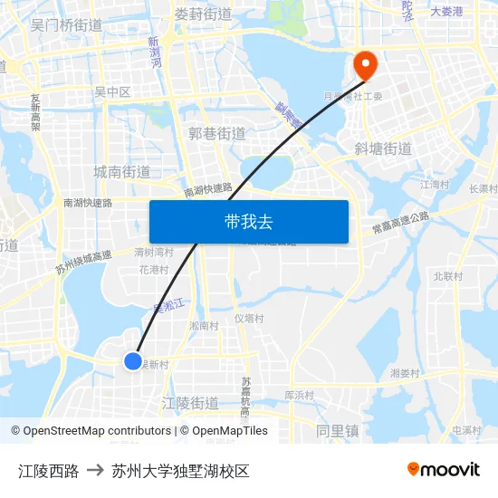 江陵西路 to 苏州大学独墅湖校区 map