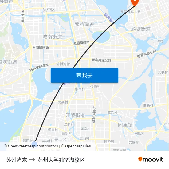 苏州湾东 to 苏州大学独墅湖校区 map