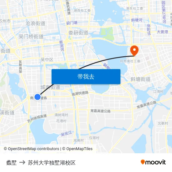 蠡墅 to 苏州大学独墅湖校区 map