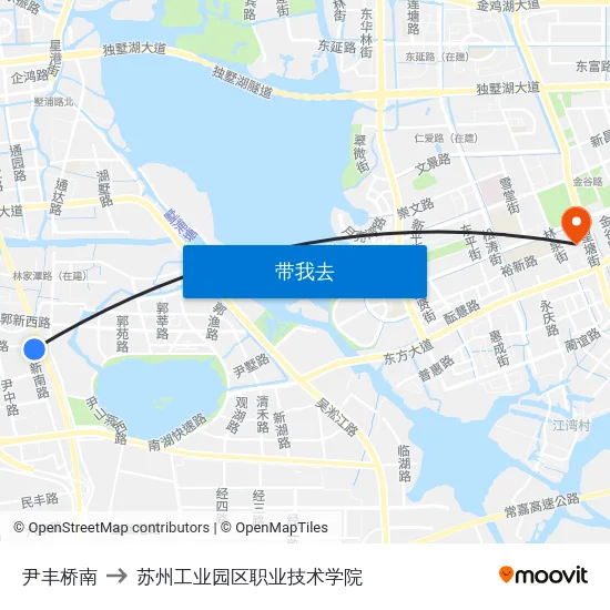 尹丰桥南 to 苏州工业园区职业技术学院 map