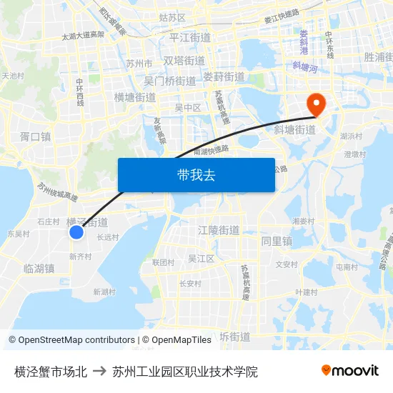 横泾蟹市场北 to 苏州工业园区职业技术学院 map