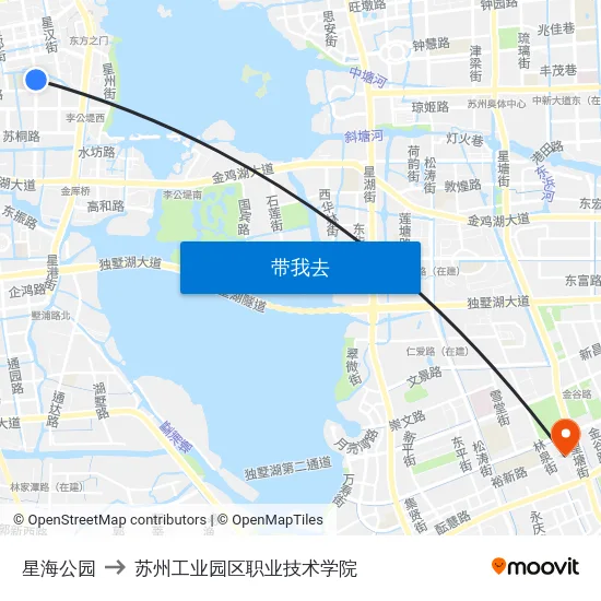 星海公园 to 苏州工业园区职业技术学院 map