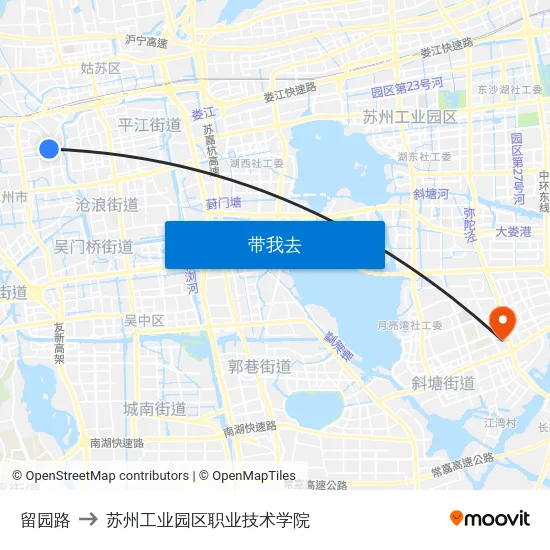 留园路 to 苏州工业园区职业技术学院 map