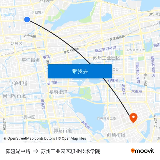 阳澄湖中路 to 苏州工业园区职业技术学院 map