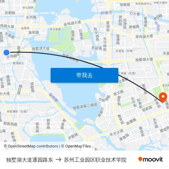 独墅湖大道通园路东 to 苏州工业园区职业技术学院 map