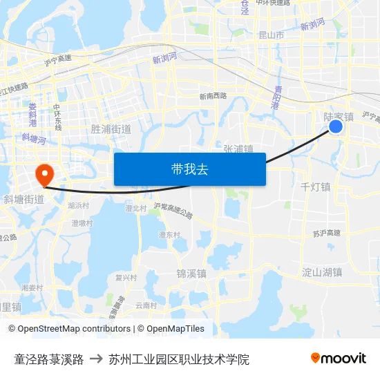 童泾路菉溪路 to 苏州工业园区职业技术学院 map