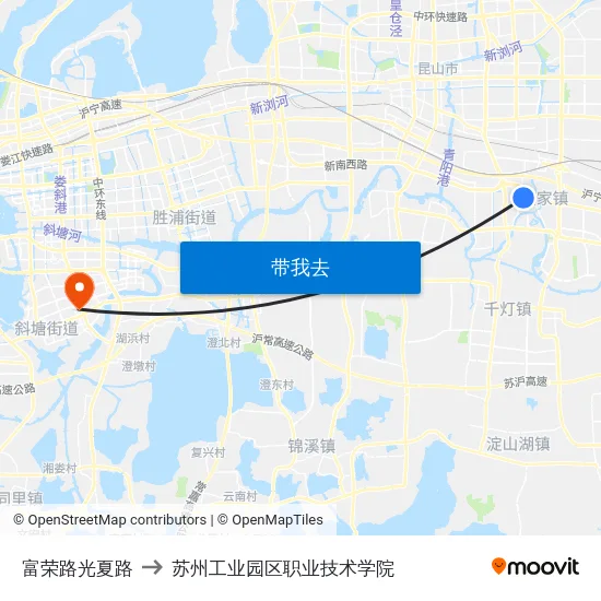 富荣路光夏路 to 苏州工业园区职业技术学院 map
