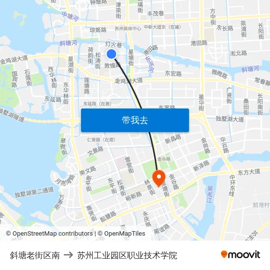 斜塘老街区南 to 苏州工业园区职业技术学院 map