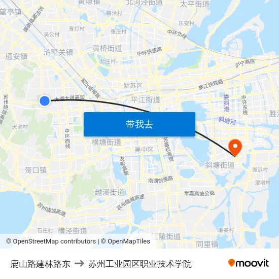 鹿山路建林路东 to 苏州工业园区职业技术学院 map