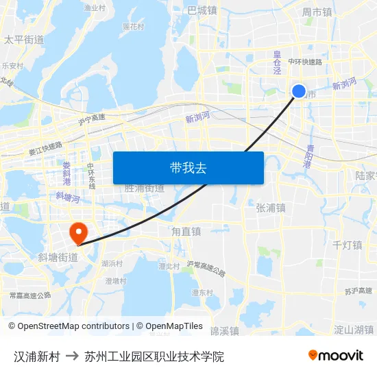 汉浦新村 to 苏州工业园区职业技术学院 map