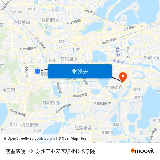 明基医院 to 苏州工业园区职业技术学院 map