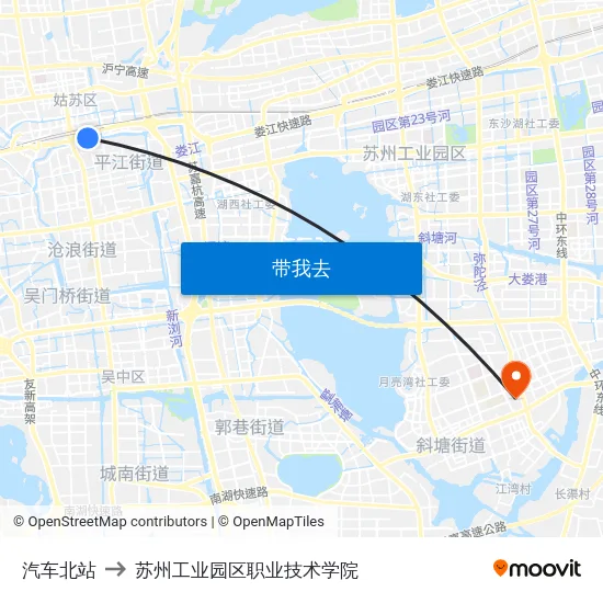 汽车北站 to 苏州工业园区职业技术学院 map