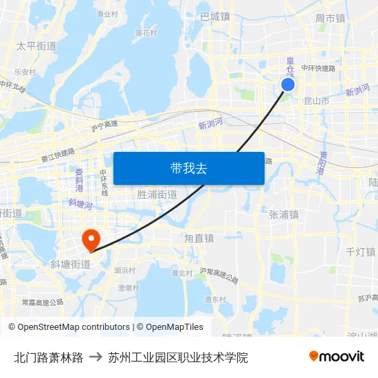 北门路萧林路 to 苏州工业园区职业技术学院 map