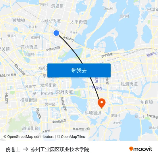 倪巷上 to 苏州工业园区职业技术学院 map