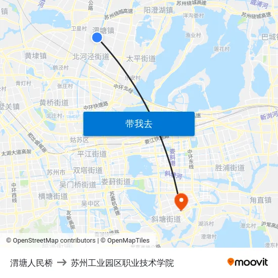 渭塘人民桥 to 苏州工业园区职业技术学院 map