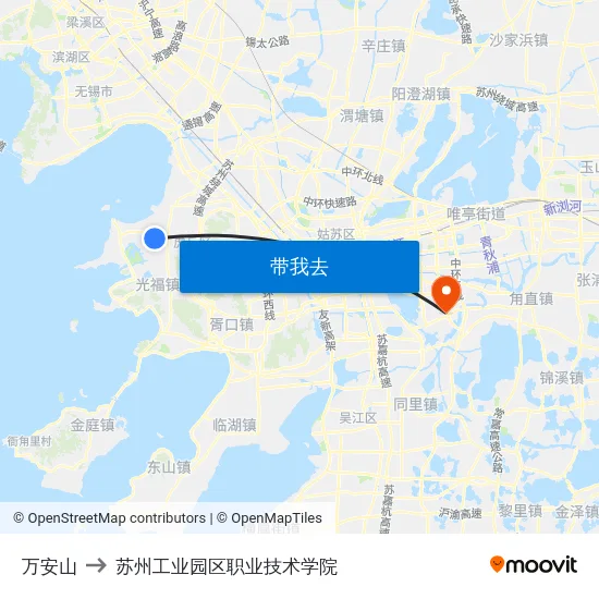 万安山 to 苏州工业园区职业技术学院 map