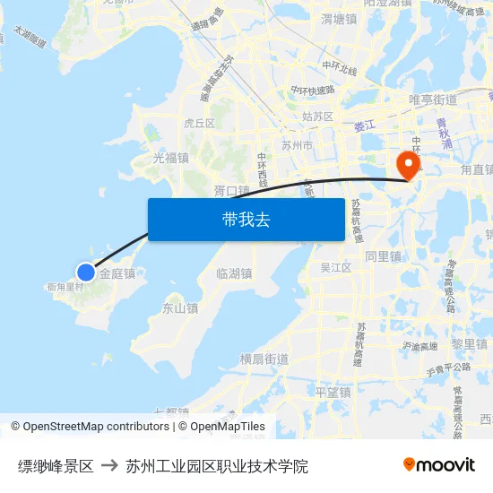 缥缈峰景区 to 苏州工业园区职业技术学院 map