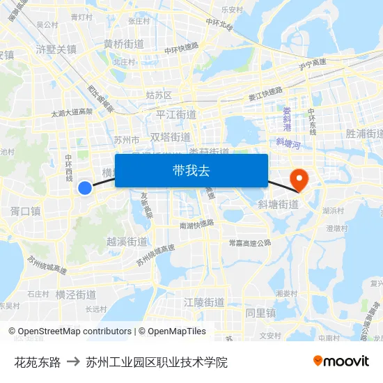 花苑东路 to 苏州工业园区职业技术学院 map