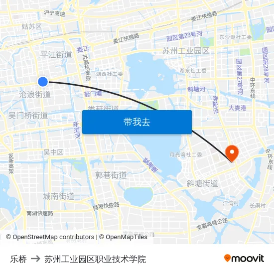 乐桥 to 苏州工业园区职业技术学院 map