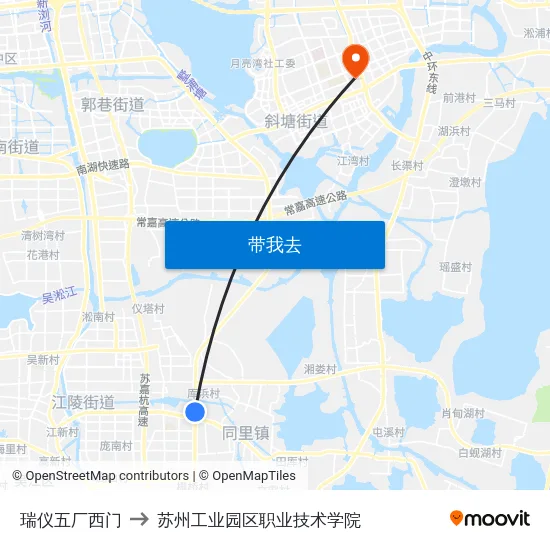 瑞仪五厂西门 to 苏州工业园区职业技术学院 map