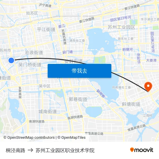 桐泾南路 to 苏州工业园区职业技术学院 map