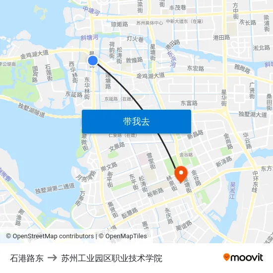 石港路东 to 苏州工业园区职业技术学院 map