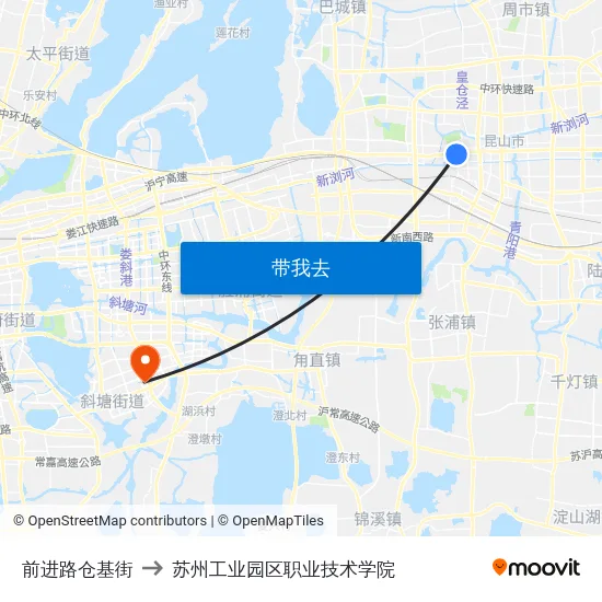 前进路仓基街 to 苏州工业园区职业技术学院 map