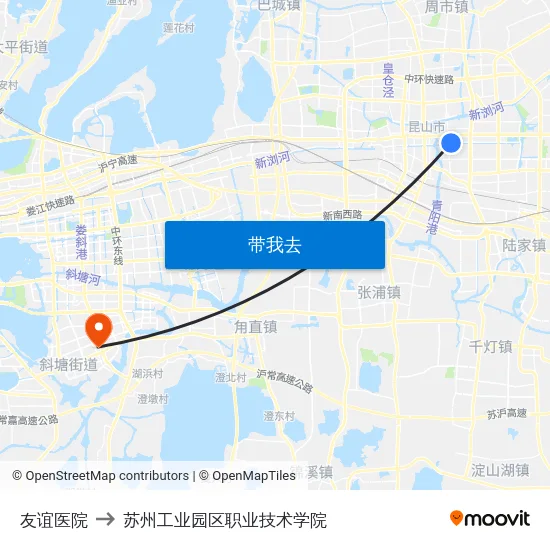 友谊医院 to 苏州工业园区职业技术学院 map
