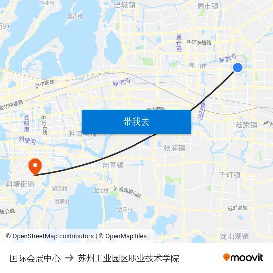 国际会展中心 to 苏州工业园区职业技术学院 map
