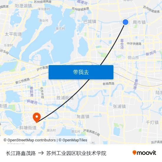 长江路鑫茂路 to 苏州工业园区职业技术学院 map