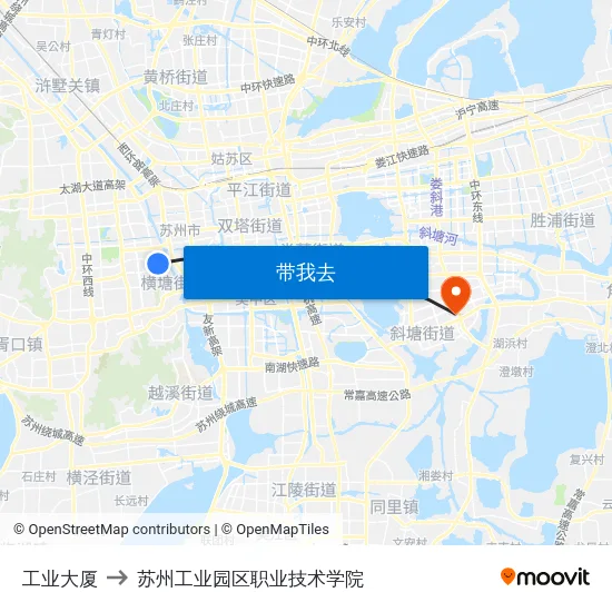 工业大厦 to 苏州工业园区职业技术学院 map