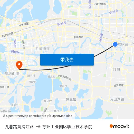 孔巷路黄浦江路 to 苏州工业园区职业技术学院 map
