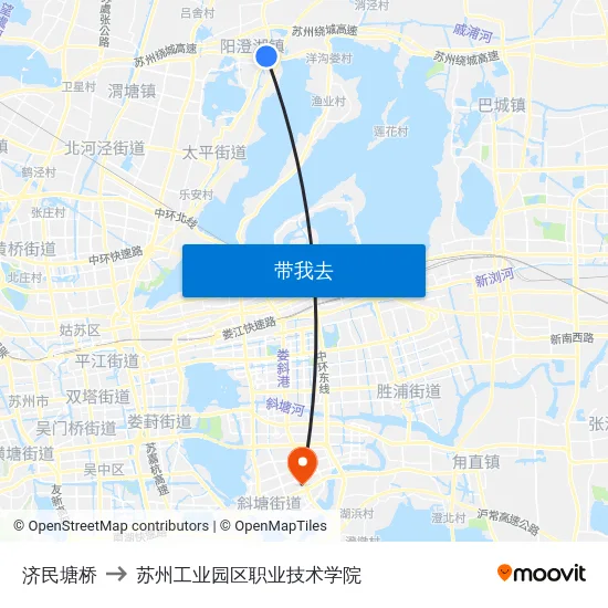 济民塘桥 to 苏州工业园区职业技术学院 map