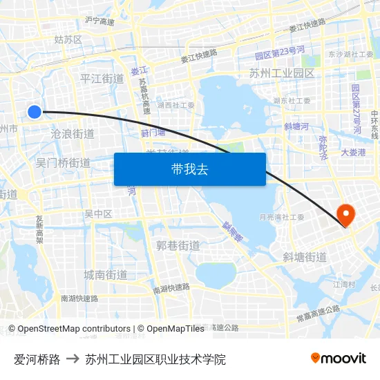 爱河桥路 to 苏州工业园区职业技术学院 map