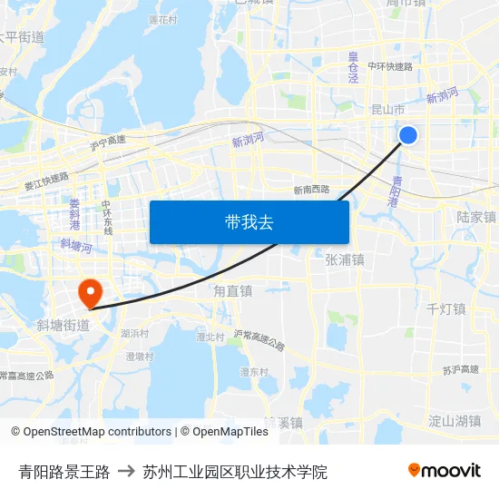 青阳路景王路 to 苏州工业园区职业技术学院 map
