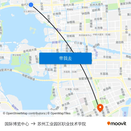 国际博览中心 to 苏州工业园区职业技术学院 map