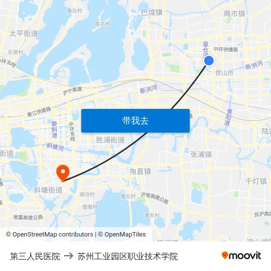 第三人民医院 to 苏州工业园区职业技术学院 map