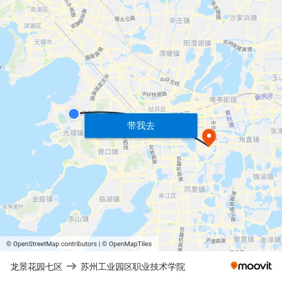 龙景花园七区 to 苏州工业园区职业技术学院 map