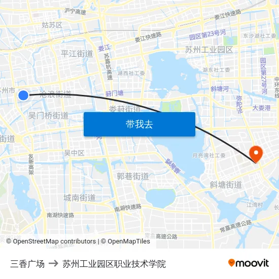 三香广场 to 苏州工业园区职业技术学院 map