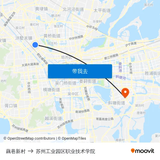 藕巷新村 to 苏州工业园区职业技术学院 map