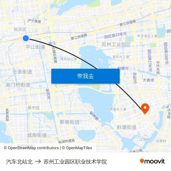 汽车北站北 to 苏州工业园区职业技术学院 map
