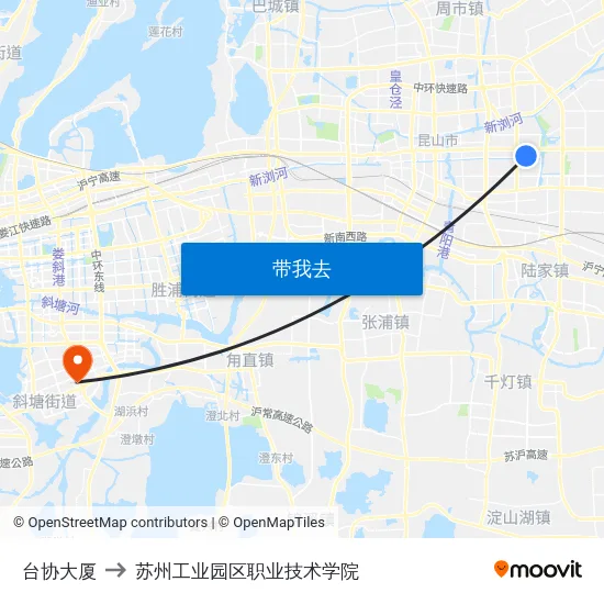 台协大厦 to 苏州工业园区职业技术学院 map