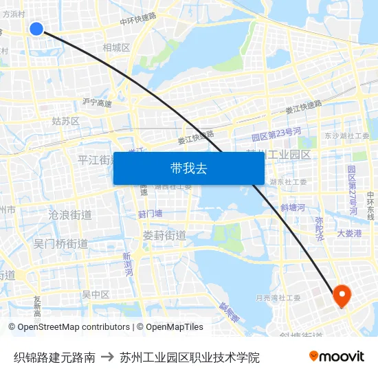 织锦路建元路南 to 苏州工业园区职业技术学院 map