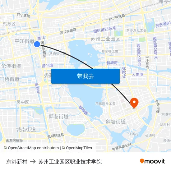 东港新村 to 苏州工业园区职业技术学院 map