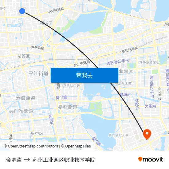 金源路 to 苏州工业园区职业技术学院 map